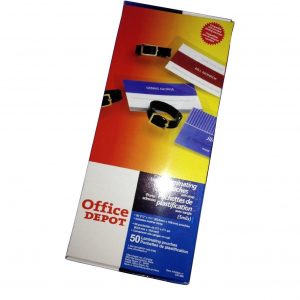 Office Depot ID Card/Luggage Tag Hot Laminating Pouches Slotted with Strap 50pcs