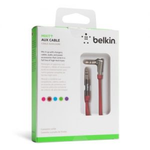 Belkin AV10128tt03-RED MIXIT Right Angle Aux / Auxilary Cable - 3 ft (Red)