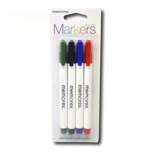 Memorex CD & DVD Markers 4 Pack - Green Black Red Blue For Any CD/DVD