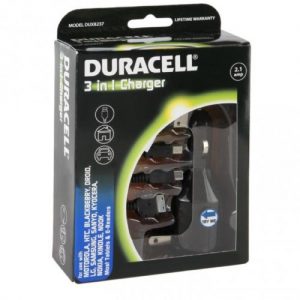 Duracell 3 in 1 (Car Home USB) Charger for Cell Phones Tablets & E-Readers