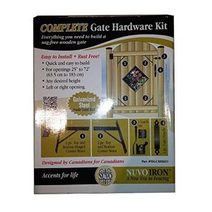 Nuvo Iron Complete Gate Hardware Kit Heavy Duty HGCBHK01 for 25" to 72" Openings