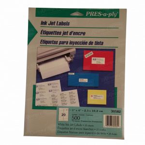 PRES-a-ply White Ink Jet Labels 25 sheets 1”x 4” (30582)