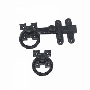 Nuvo Iron Antique Look Colonial Ring Latch Designed for Wood Gates, Doors - Black