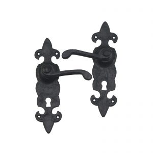 Nuvo Iron Antique Look Colonial Spring Loaded Handle for 1-7/8” to 2-1/4” Thick Door - Black