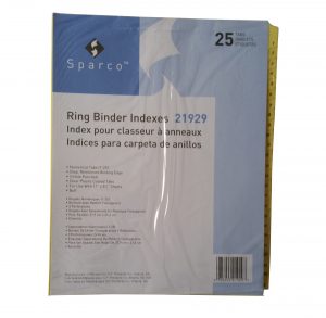 Sparco Clear Plastic Numbered Tab Indexes 25 - Tab(s) Printed 8.5” x 11”