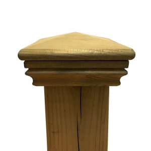 Pressure Treated Pyramid Wood Post Cap for 3.5" x 3.5" Fence and Deck Posts