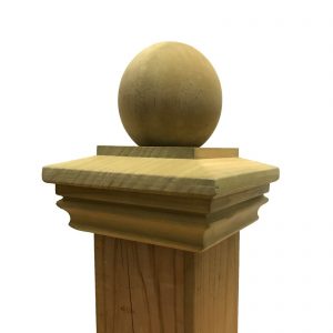 Pressure Treated Wood Garabaldi Ball Post Cap for for 3.5" x 3.5" Posts