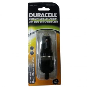 Duracell Dual USB Car DC Charger 2.1Amp With 30-Pin Cable - DU1575