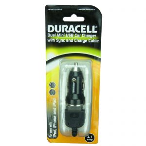 Duracell Dual USB Car DC Charger 2.1Amp With 30-Pin Cable - DU1575