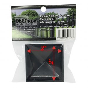 Decorex Hardware Aluminium 2 x 2 Pyramid Post Cap For Metal Posts - Pressure Fit - Black