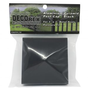 Decorex Hardware Aluminium Pyramid 3" x 3" Post Cap for 3" x 3" Metal Posts - Pressure Fit - Black