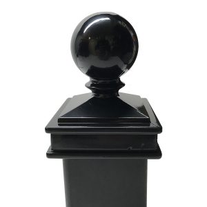 Decorex Hardware Aluminium 2.5" x 2.5" Ball Post Cap for 2.5" x 2.5" Metal Posts - Pressure Fit - Black