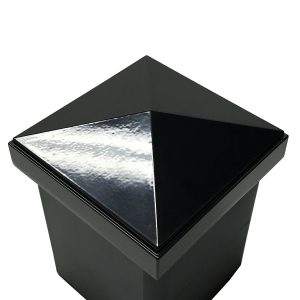 Decorex Hardware Aluminum 4" x 4" Pyramid Post Cap for 4″ x 4″ Metal Posts – Pressure Fit – Black