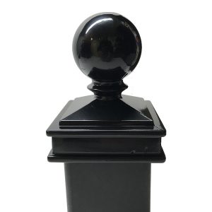 Decorex Hardware Aluminum 2" x 2" Ball Post Cap for 2" x 2" Metal Posts - Pressure Fit - Black