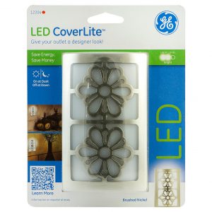 GE CoverLite LED Night Light, Light-Sensing, Daisy Faux Nickel, 12204