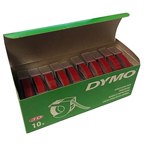 Dymo Embossing Tape, 0.25 Inches - Red Glossy (10 Pack)