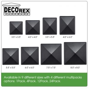 Decorex Hardware True 6" x 6" Aluminium Pyramid Post Cap Heavy Duty for True/Actual 6" x 6" Wood Posts - Black (Works ONLY with Actual 6" x 6" Posts. Will NOT Work with Actual 5.5" x 5.5" Posts)