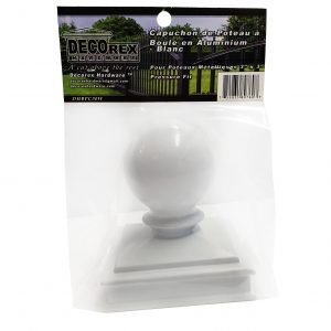 Decorex Hardware Aluminium Ball Post Cap for 3" x 3" Metal Posts – Pressure Fit – White