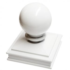 Decorex Hardware Aluminium Ball Post Cap for 3" x 3" Metal Posts – Pressure Fit – White