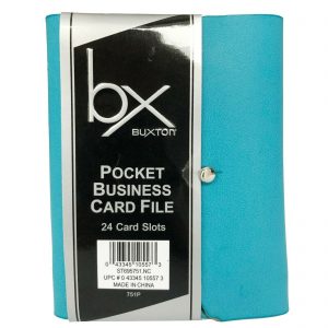 Buxton Pocket Business Card File - 24 Card Slots - Blue