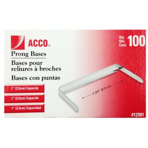 Acco - 100PK 1" Prong Base Paper Fastener