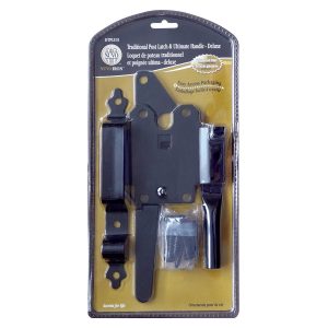 Nuvo Iron Black Deluxe Traditional Post Latch with Ultimate Handle DTPLUH