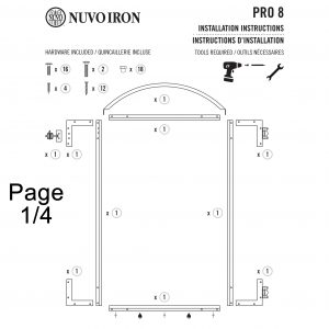 Nuvo Iron Decorative Strong Gate Frame Kit Pro 8 with Arch (Designed for opening 47" wide)