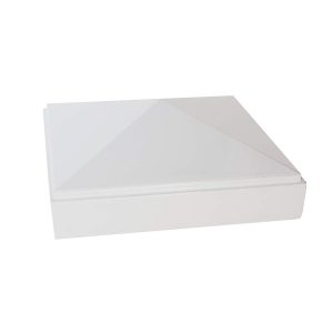 Decorex Hardware Aluminum 4" x 4" Pyramid Post Cap for 4″ x 4″ Metal Posts - Pressure Fit - White