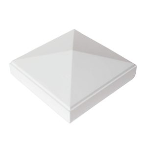 Decorex Hardware Aluminum 4" x 4" Pyramid Post Cap for 4″ x 4″ Metal Posts - Pressure Fit - White