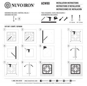 Nuvo Iron 11" Geo Style Insert Powder Coated Black for Wood Composite & Vinyl Fencing, Gates, Dual Sided (2pcs) ACW80