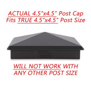 4 Pack Decorex Hardware Black 4.5" x 4.5" Heavy Duty Pyramid Post Cap for True/Actual 4.5" x 4.5" Wood Posts - Black (Works ONLY with Actual 4.5" x 4.5" Posts. Will NOT Work with Actual 5" x 5" Posts)