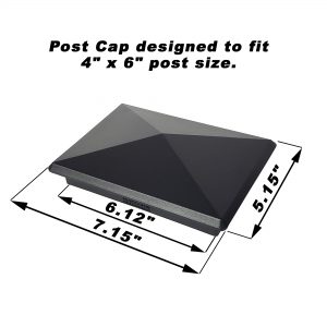 4 Pack Decorex Hardware True 4" x 6" Heavy Duty Aluminium Pyramid Post Cap for True/Actual 4" x 6" Wood Posts - Black (Works ONLY with Actual 4" x 6" Posts. Will NOT Work with Actual 3.5" x 5.5" Posts)