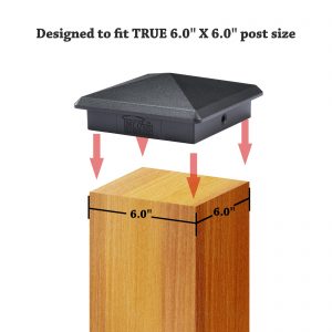 4 Pack Decorex Hardware True 6" x 6" Heavy Duty Aluminium Pyramid Post Cap for True/Actual 6" x 6" Wood Posts - Black (Works ONLY with Actual 6" x 6" Posts. Will NOT Work with Actual 5.5" x 5.5" Posts)