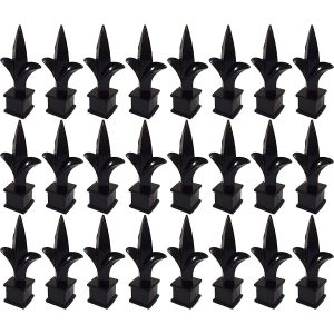 24 Pack Nuvo Iron Decorative Triad Finial For 5/8" x 5/8" Metal Pickets - Black