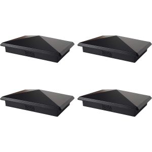4 Pack Decorex Hardware True 4" x 6" Heavy Duty Aluminium Pyramid Post Cap for True/Actual 4" x 6" Wood Posts - Black (Works ONLY with Actual 4" x 6" Posts. Will NOT Work with Actual 3.5" x 5.5" Posts)
