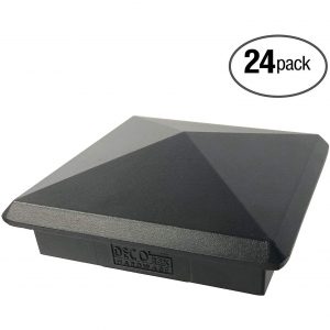 24 Pack Decorex Hardware 3.5" x 3.5" Heavy Duty Aluminium Pyramid Post Cap for True/Actual 3.5" x 3.5" Wood Posts - Black (Works ONLY with Actual 3.5" x 3.5" Posts. Will NOT Work with Actual 4" x 4" Posts)