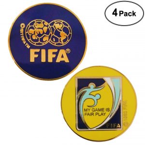 Football / Soccer Referee Game Flip/Toss Coin with Plastic Sleeve NH-C-01 (4 pack)