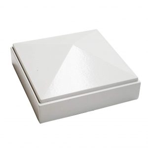 6 Pack Decorex Hardware 3" x 3" Aluminium Pyramid Post Cap for Metal Posts - Pressure Fit - White