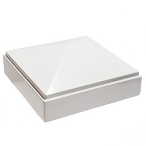 6 Pack Decorex Hardware 3" x 3" Aluminium Pyramid Post Cap for Metal Posts - Pressure Fit - White