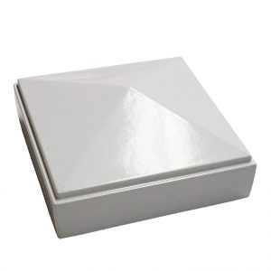 6 Pack Decorex Hardware 2.5" x 2.5" Aluminium Pyramid Post Cap for Metal Posts - Pressure Fit - White