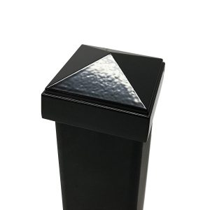 6 Pack Decorex Hardware 2" x 2" Aluminium Pyramid Post Cap for Metal Posts - Pressure Fit - Black
