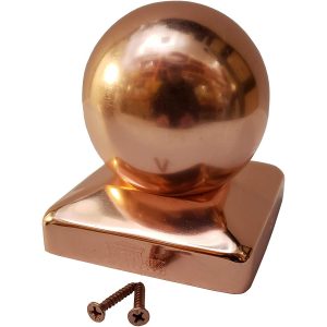 Decorex Hardware 3.5" x 3.5" Solid Copper Ball Post Cap for Actual 3.5" x 3.5" Wood Posts