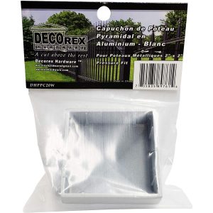 12 Pack Decorex Hardware 2" x 2" Aluminium Pyramid Post Cap for Metal Posts - Pressure Fit - White