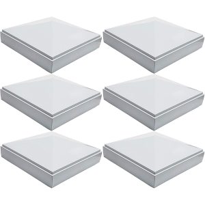 6 Pack Decorex Hardware 4" x 4" White Pyramid Post Cap for Metal Posts - Pressure Fit