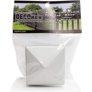 6 Pack Decorex Hardware 2" x 2" White Pyramid Post Cap for Metal Posts - Pressure Fit - White