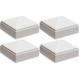 4 Pack Decorex Hardware 2" x 2" White Pyramid Post Cap for Metal Posts - Pressure Fit - White