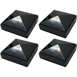4 Pack Decorex Hardware 2.5" x 2.5" Aluminium Pyramid Post Cap for Metal Posts - Pressure Fit - Black