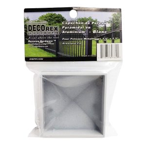 4 Pack Decorex Hardware 2.5" x 2.5" White Pyramid Post Cap for Metal Posts - Pressure Fit - White
