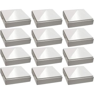 12 Pack Decorex Hardware 3" x 3" Aluminium Pyramid Post Cap for Metal Posts - Pressure Fit