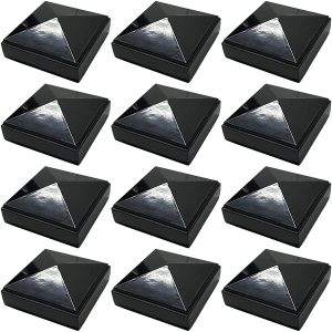 12 Pack Decorex Hardware 2.5" x 2.5" Aluminium Pyramid Post Cap for Metal Posts - Pressure Fit - Black